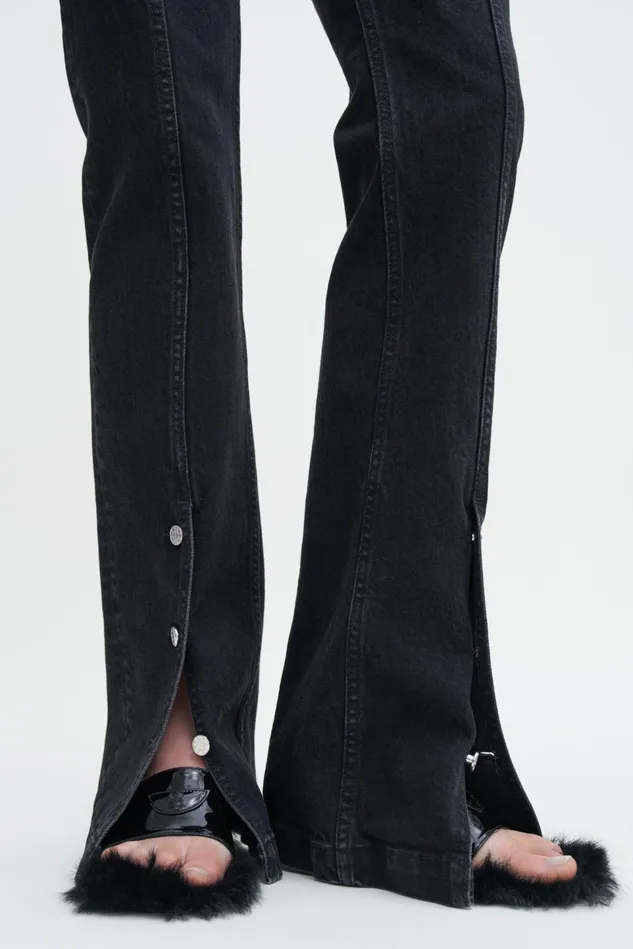Women 90s Stretch Button Front Jeans Washed Black Filippa K Jeans