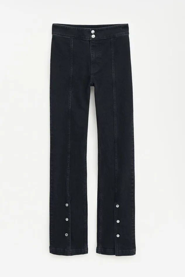 Women 90s Stretch Button Front Jeans Washed Black Filippa K Jeans