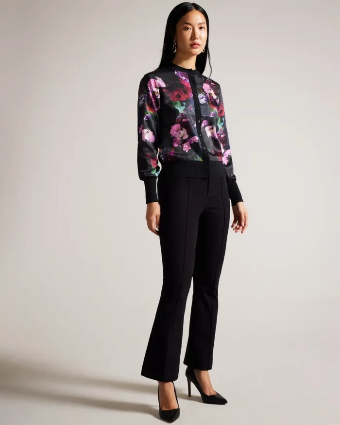 Women ABBALEE 8211 Printed Woven Front Cardigan Black Ted Baker Jumpers and Cardigans