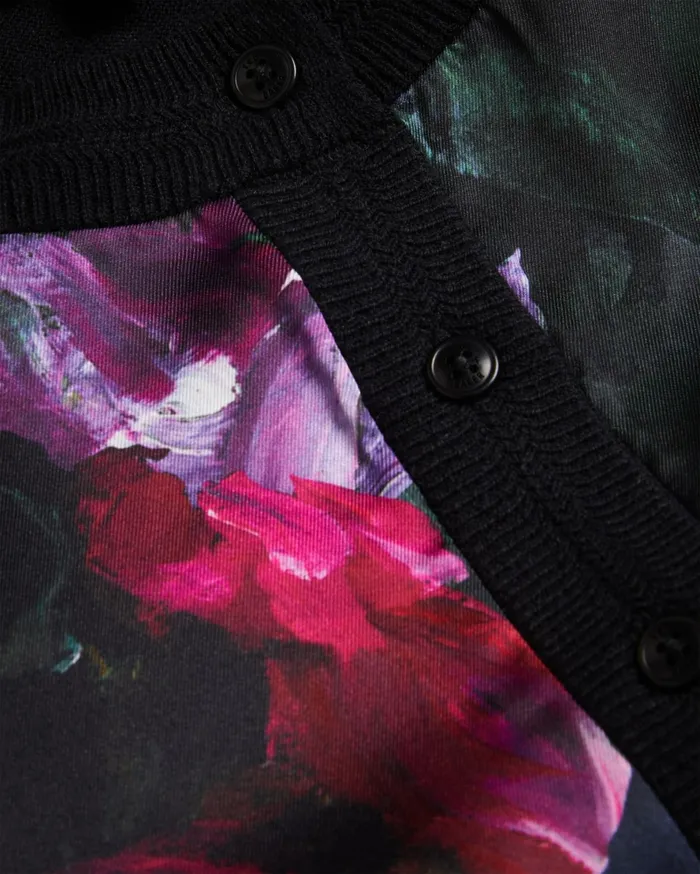Women ABBALEE 8211 Printed Woven Front Cardigan Black Ted Baker Jumpers and Cardigans