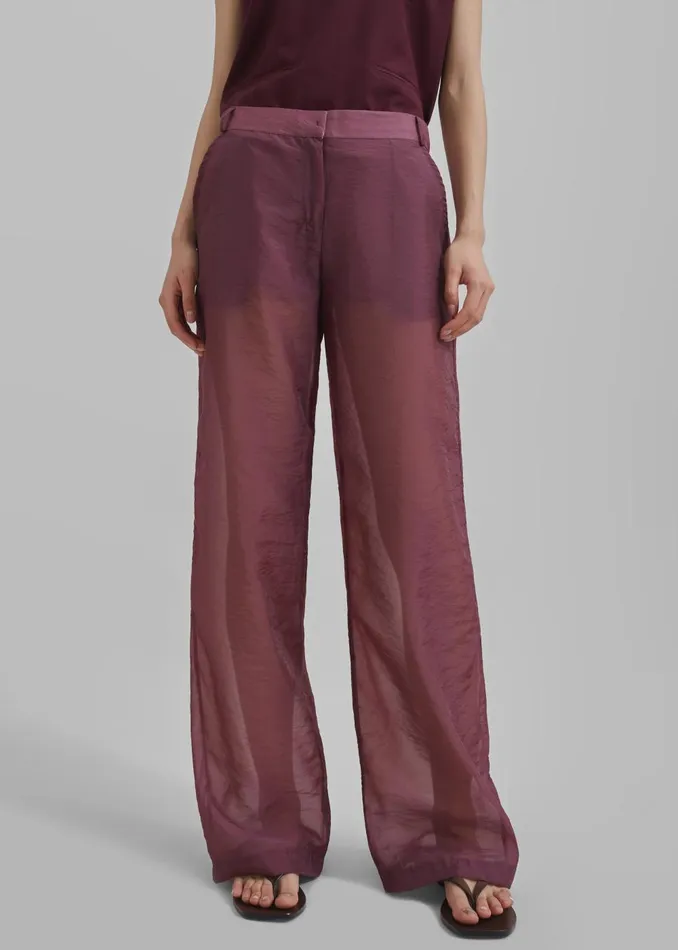 Women Abra Sheer Trousers 8211 Burgundy The Frankie Shop Bottoms