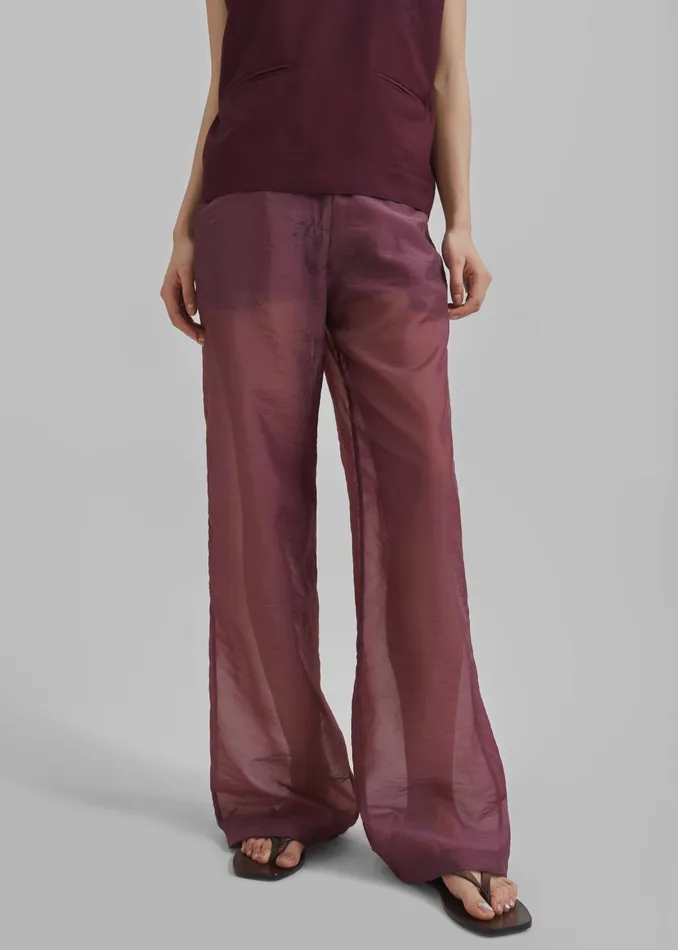 Women Abra Sheer Trousers 8211 Burgundy The Frankie Shop Bottoms