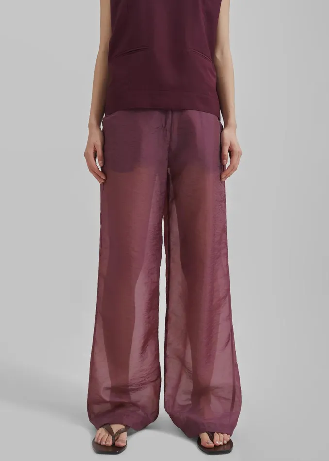 Women Abra Sheer Trousers 8211 Burgundy The Frankie Shop Bottoms