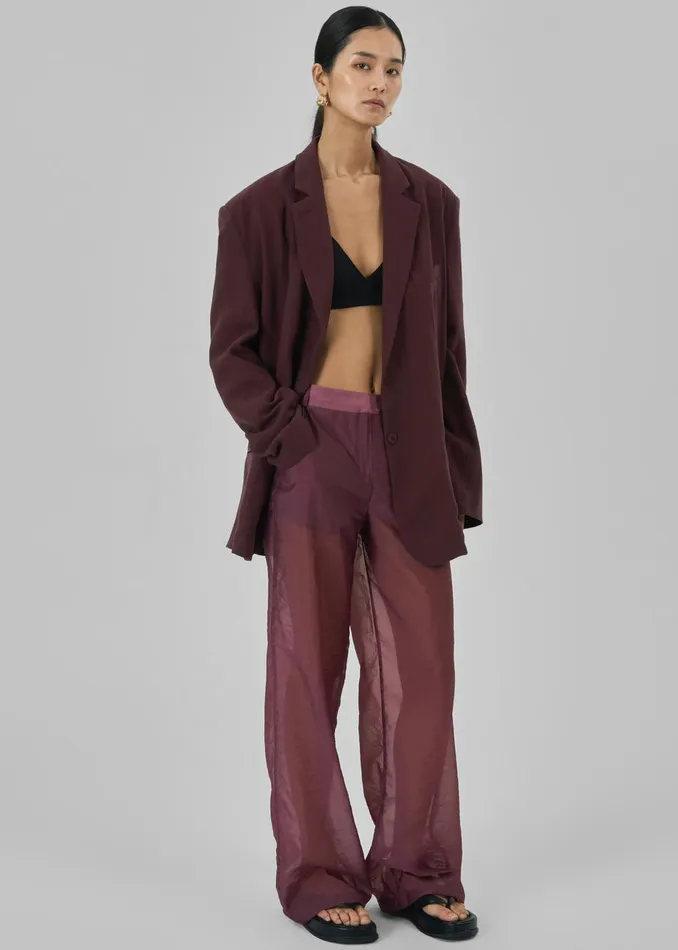 Women Abra Sheer Trousers 8211 Burgundy The Frankie Shop Bottoms