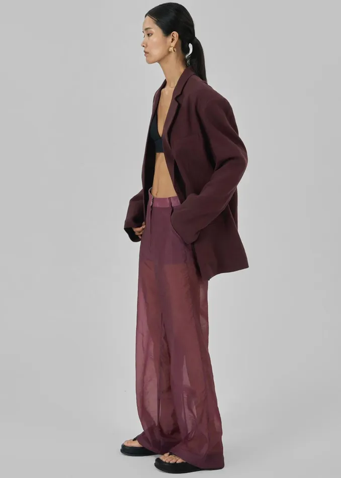 Women Abra Sheer Trousers 8211 Burgundy The Frankie Shop Bottoms