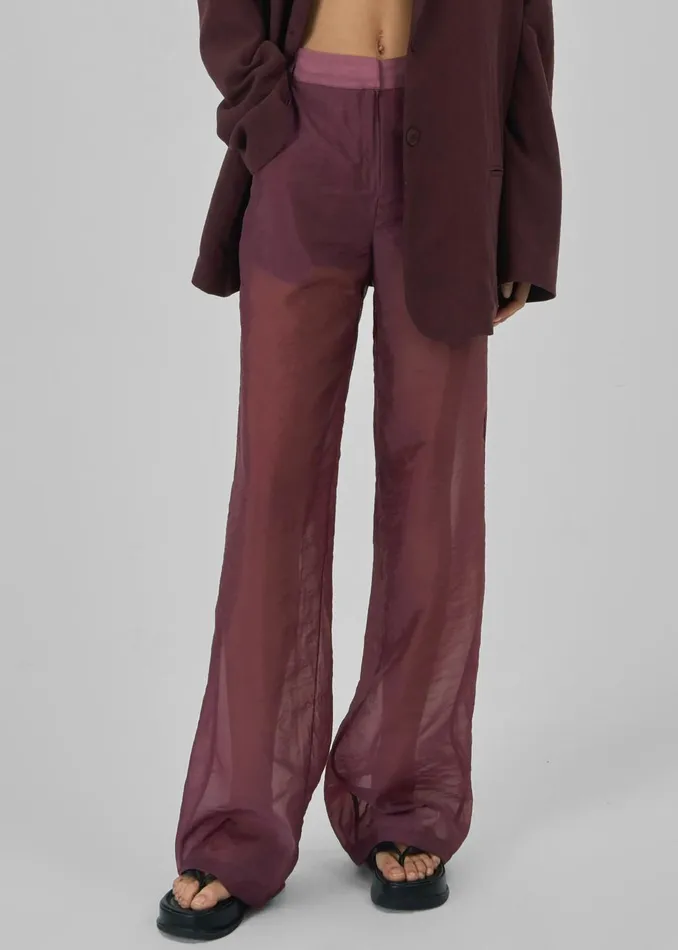 Women Abra Sheer Trousers 8211 Burgundy The Frankie Shop Bottoms