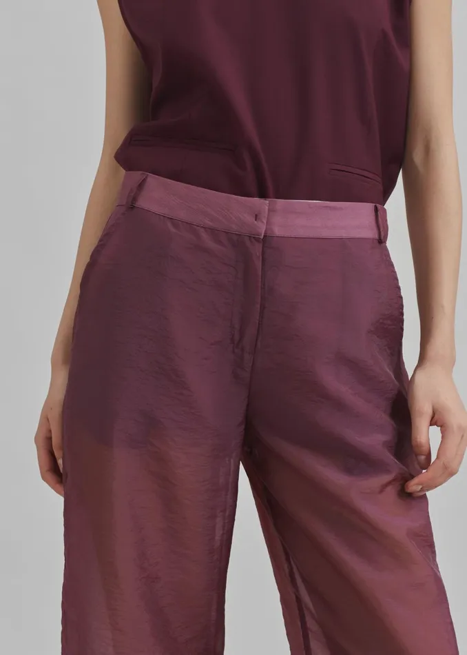 Women Abra Sheer Trousers 8211 Burgundy The Frankie Shop Bottoms