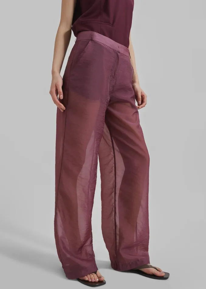 Women Abra Sheer Trousers 8211 Burgundy The Frankie Shop Bottoms