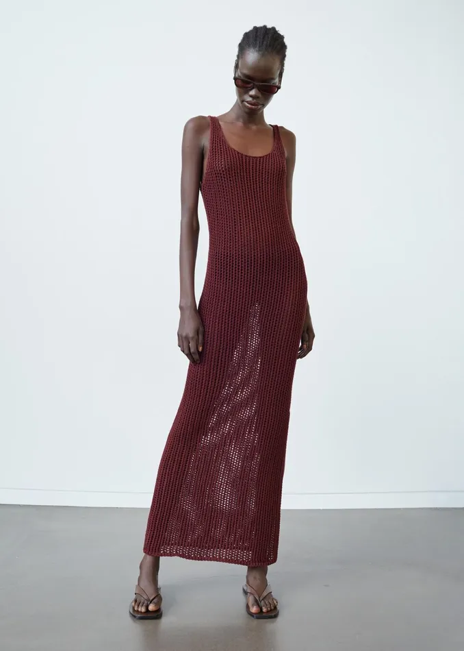 Women Adrienna Crochet Maxi Dress 8211 Burgundy The Frankie Shop Dresses