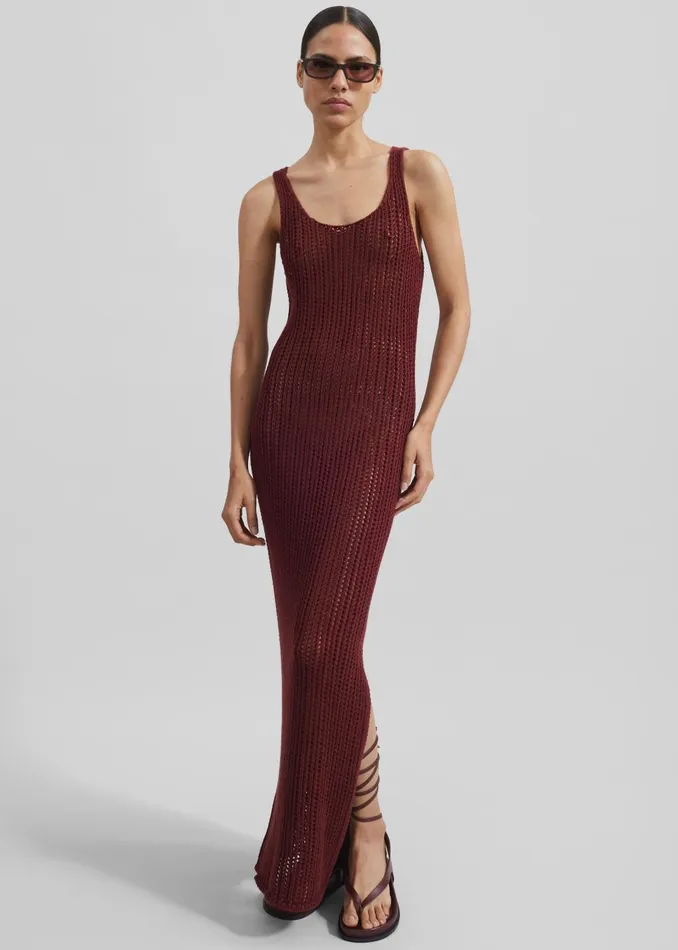 Women Adrienna Crochet Maxi Dress 8211 Burgundy The Frankie Shop Dresses