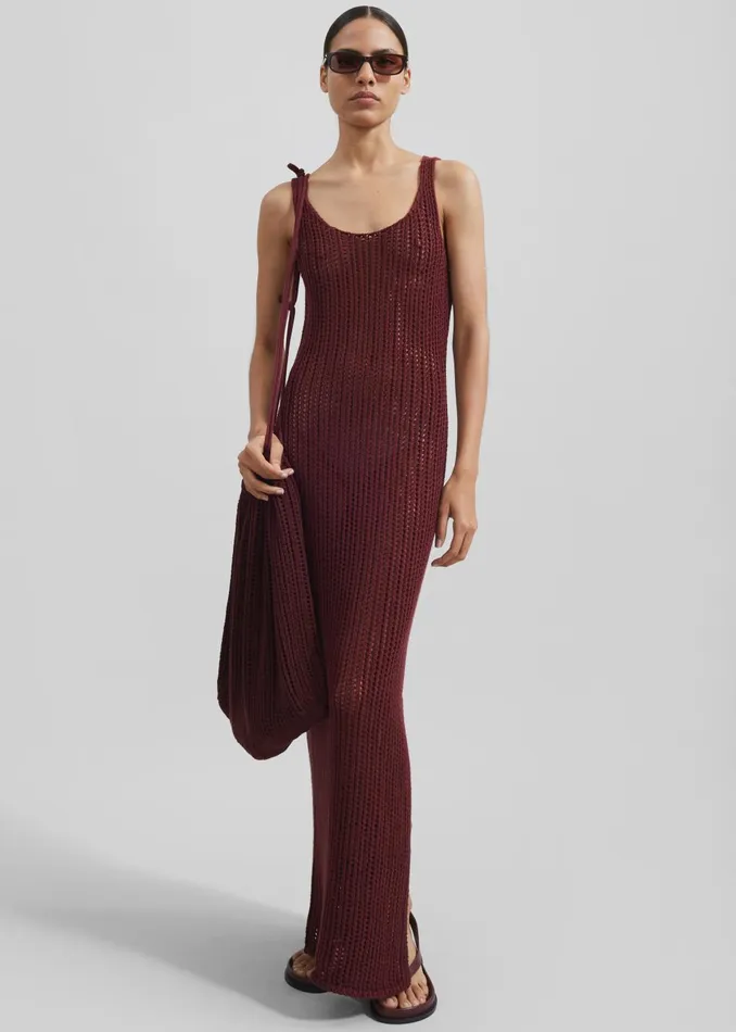 Women Adrienna Crochet Maxi Dress 8211 Burgundy The Frankie Shop Dresses