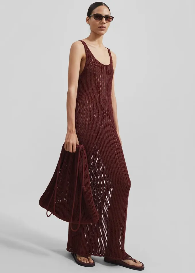 Women Adrienna Crochet Maxi Dress 8211 Burgundy The Frankie Shop Dresses