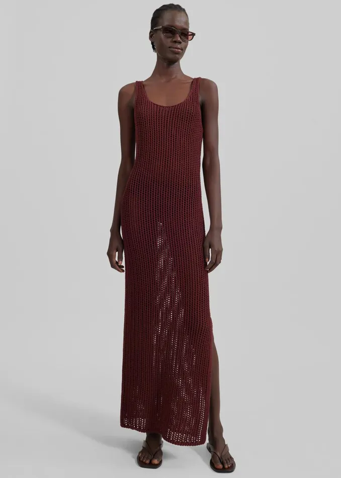 Women Adrienna Crochet Maxi Dress 8211 Burgundy The Frankie Shop Dresses