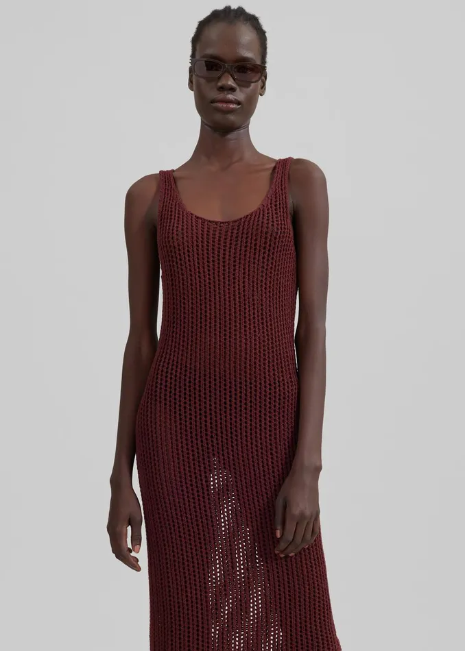 Women Adrienna Crochet Maxi Dress 8211 Burgundy The Frankie Shop Dresses