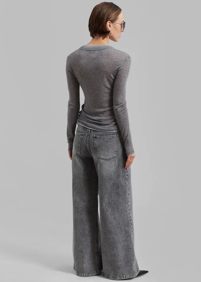 Women Alani Wide Leg Jeans 8211 Black Wash The Frankie Shop Bottoms
