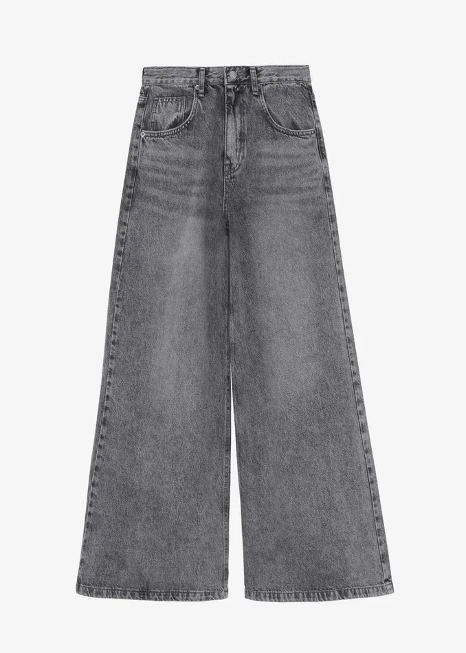 Women Alani Wide Leg Jeans 8211 Black Wash The Frankie Shop Bottoms