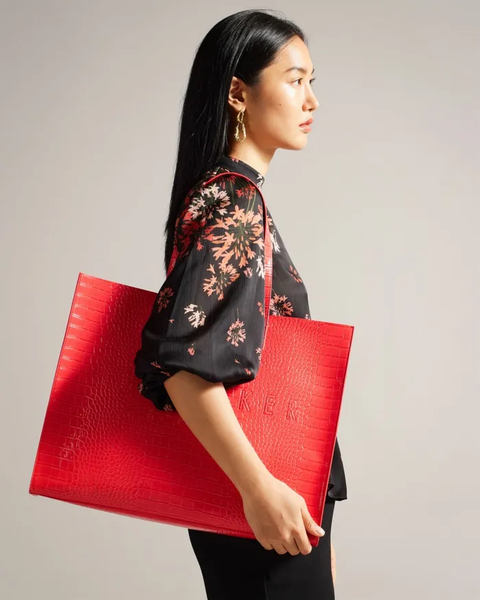 Women ALLICON 8211 Mock Croc Icon Tote Bag Coral Ted Baker Tote Bags Women ALLICON 8211 Mock Croc Icon Tote Bag Coral Ted Baker Tote Bags