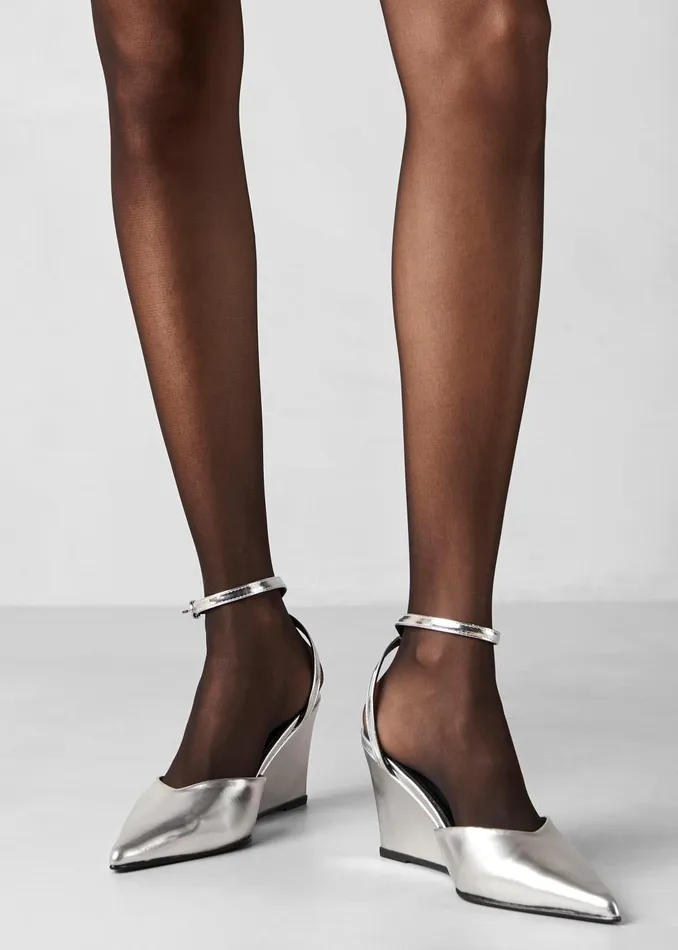 Women Alohas Polly Shimmer Leather Pumps 8211 Silver The Frankie Shop
