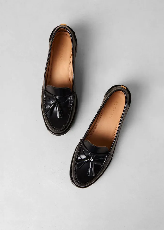 Women Alohas Terrane Leather Loafers 8211 Black The Frankie Shop
