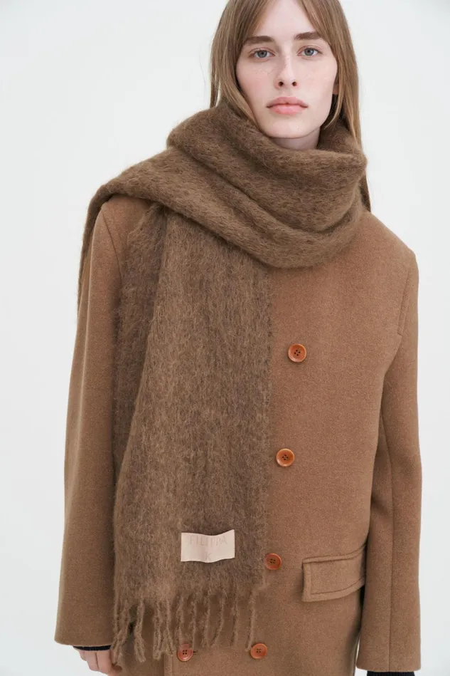 Women Alpaca Mohair Blend Scarf Chestnut Filippa K Hats and Scarves