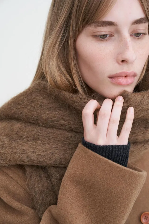 Women Alpaca Mohair Blend Scarf Chestnut Filippa K Hats and Scarves