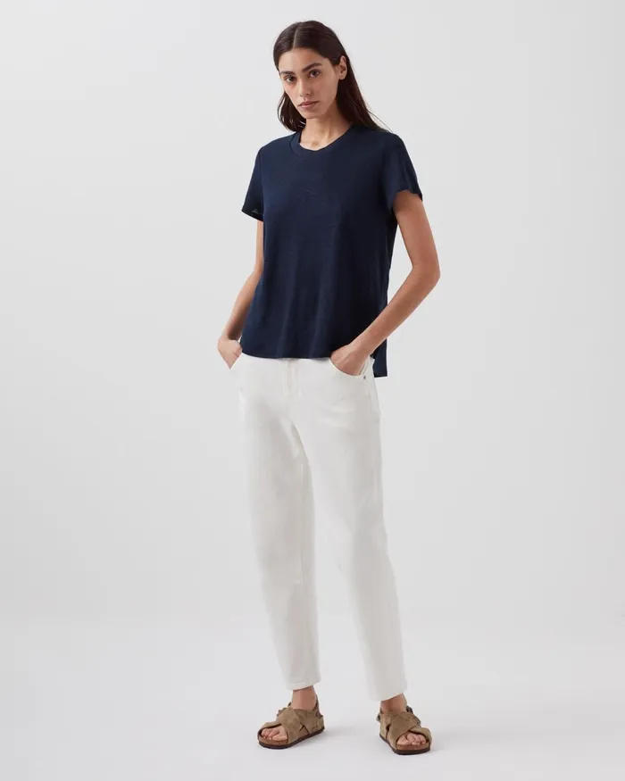 Women Amandine 8211 Linen Round Neck TShirt Night Sky Comptoir Des Cotonniers TShirts