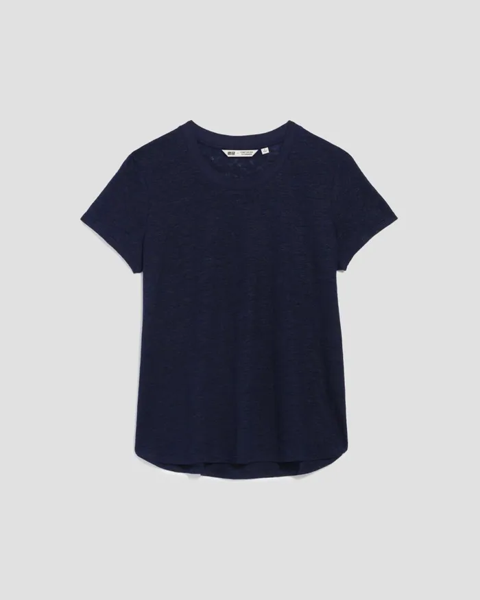 Women Amandine 8211 Linen Round Neck TShirt Night Sky Comptoir Des Cotonniers TShirts