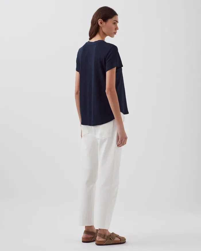 Women Amandine 8211 Linen Round Neck TShirt Night Sky Comptoir Des Cotonniers TShirts