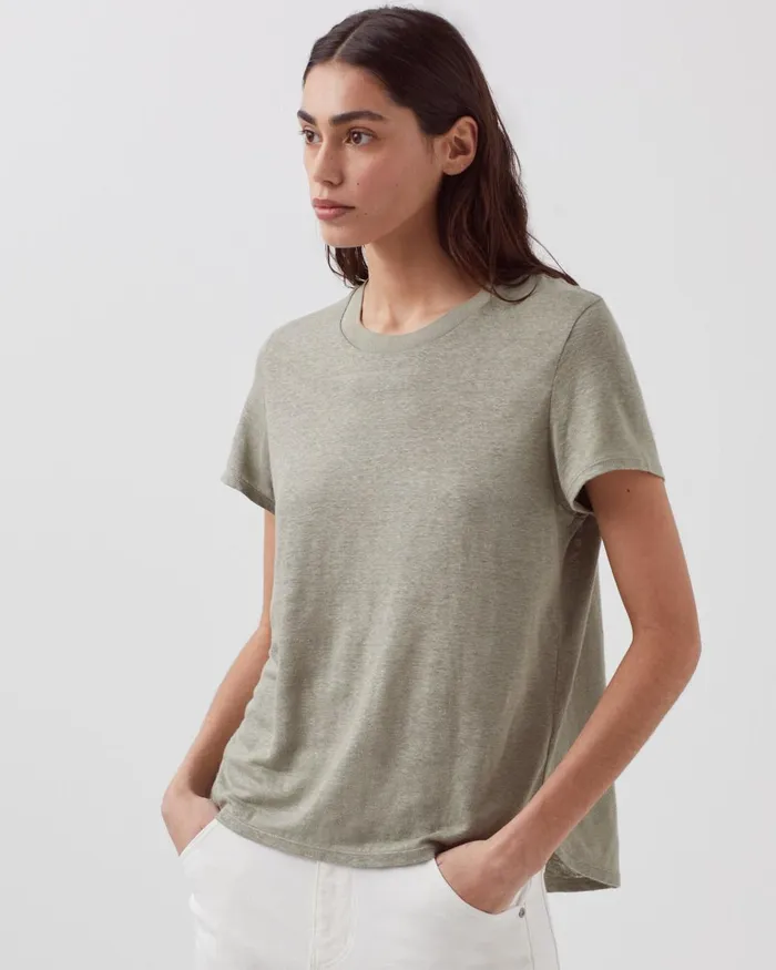 Women Amandine 8211 Linen Round Neck TShirt Vetiver Comptoir Des Cotonniers TShirts