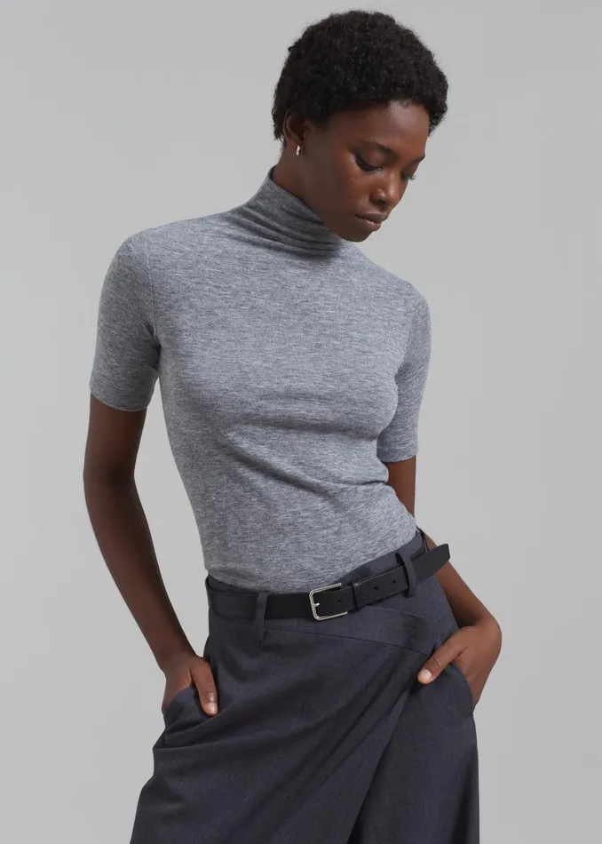 Women Amelia Mockneck Top 8211 Grey The Frankie Shop Tops