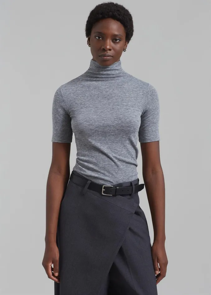 Women Amelia Mockneck Top 8211 Grey The Frankie Shop Tops