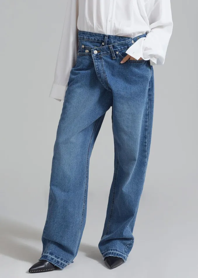 Women Andrea Denim Pants 8211 Medium Wash The Frankie Shop Bottoms