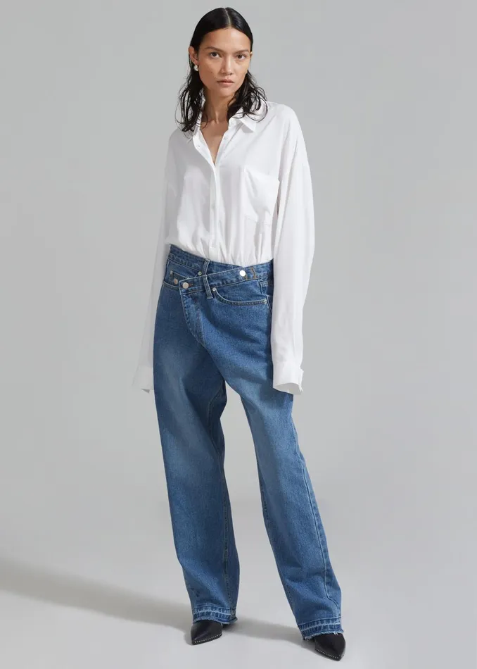 Women Andrea Denim Pants 8211 Medium Wash The Frankie Shop Bottoms
