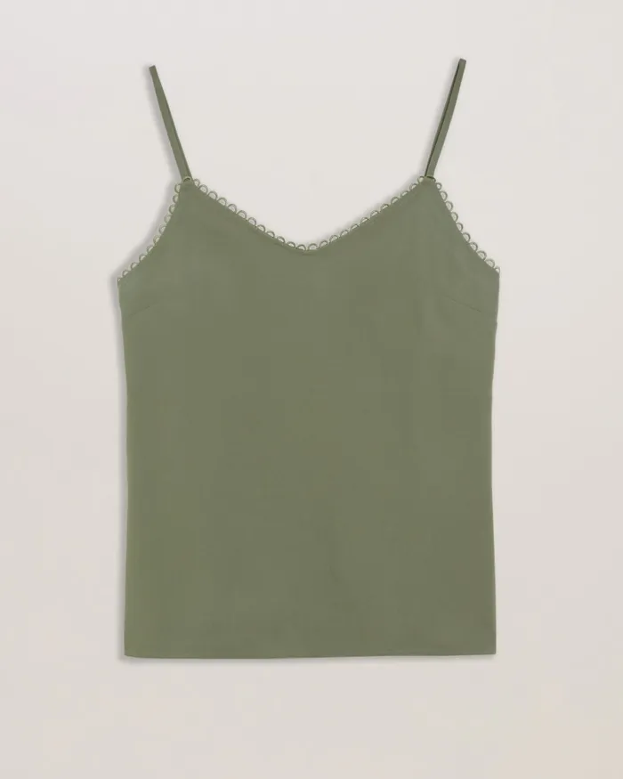 Women ANDRENO 8211 Strappy Cami With Looped Trims Khaki Ted Baker Tops and Blouses