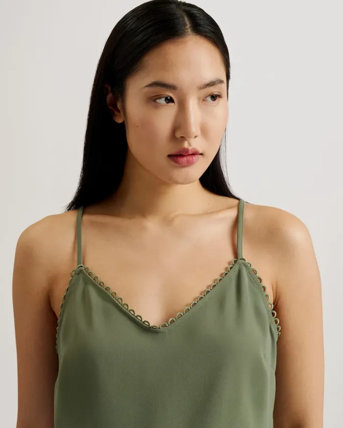 Women ANDRENO 8211 Strappy Cami With Looped Trims Khaki Ted Baker Tops and Blouses Women ANDRENO 8211 Strappy Cami With Looped Trims Khaki Ted Baker Tops and Blouses