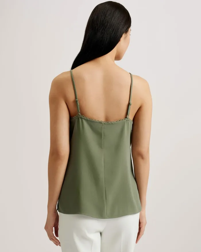 Women ANDRENO 8211 Strappy Cami With Looped Trims Khaki Ted Baker Tops and Blouses Women ANDRENO 8211 Strappy Cami With Looped Trims Khaki Ted Baker Tops and Blouses