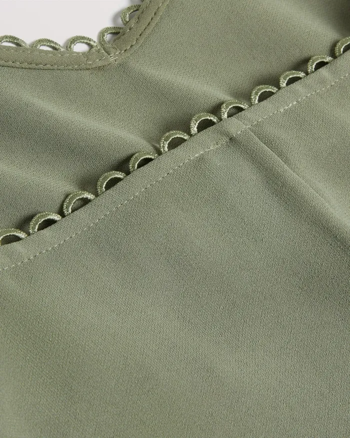 Women ANDRENO 8211 Strappy Cami With Looped Trims Khaki Ted Baker Tops and Blouses Women ANDRENO 8211 Strappy Cami With Looped Trims Khaki Ted Baker Tops and Blouses