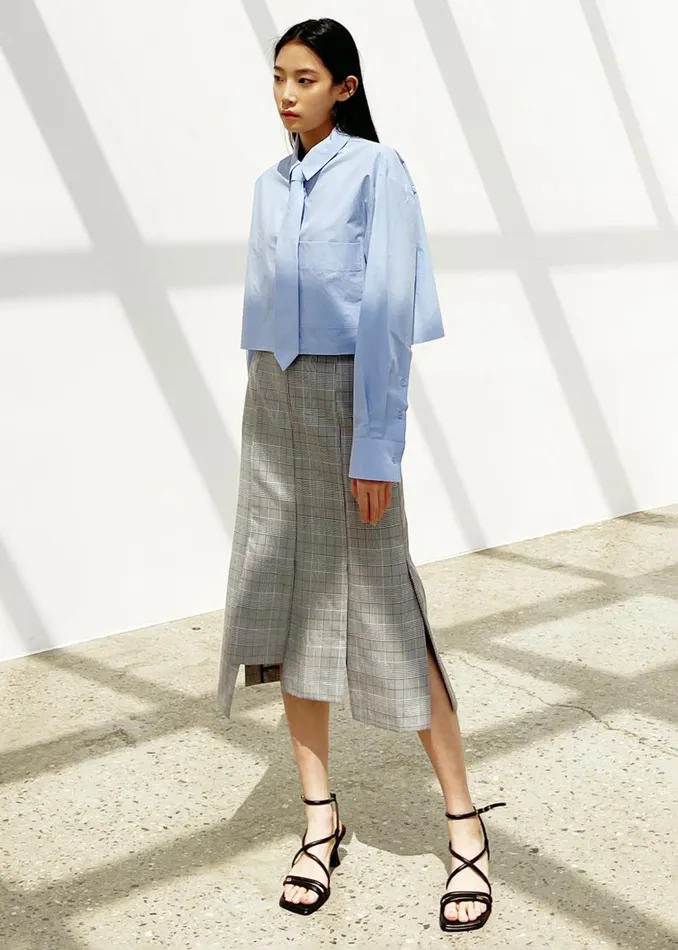 Women Annie Necktie Shirt 8211 Sky The Frankie Shop Tops