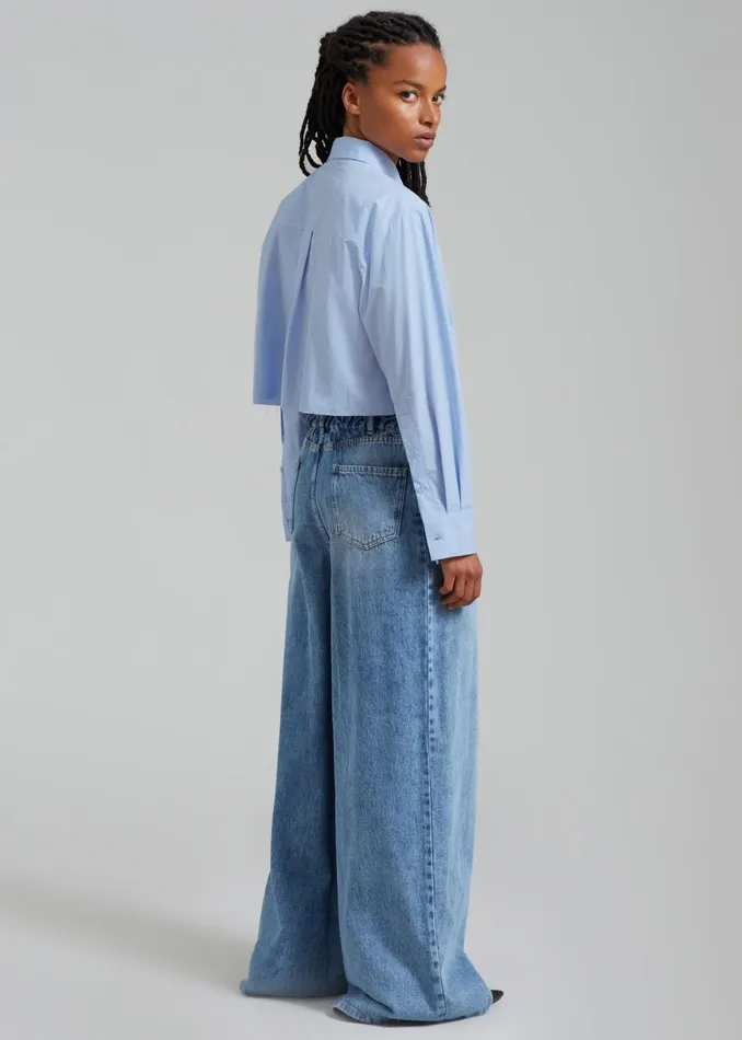 Women Annie Necktie Shirt 8211 Sky The Frankie Shop Tops