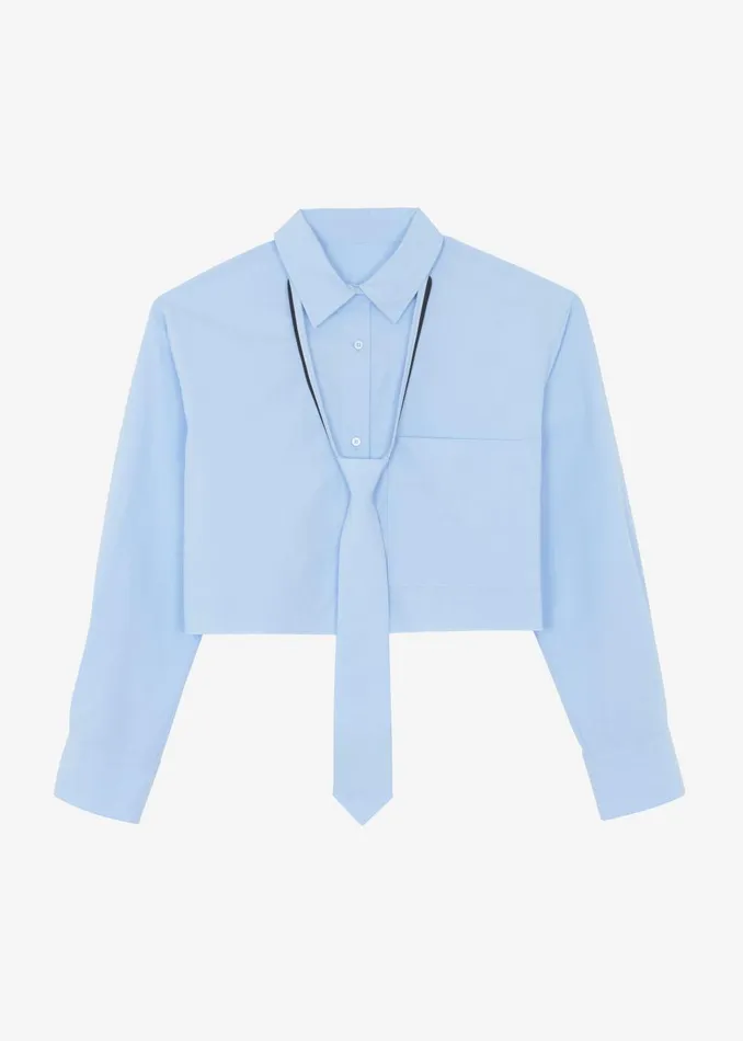 Women Annie Necktie Shirt 8211 Sky The Frankie Shop Tops