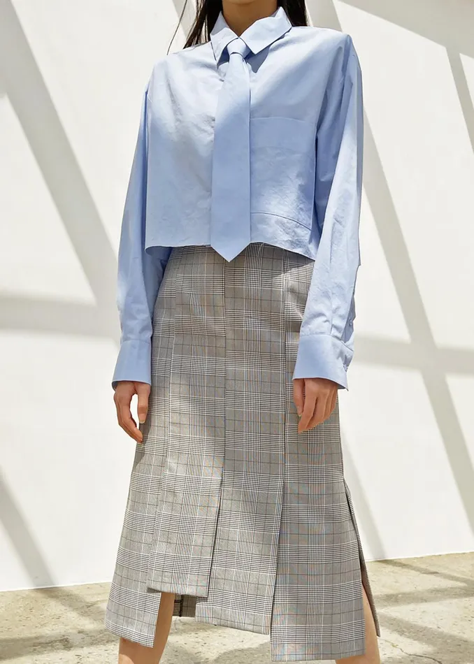 Women Annie Necktie Shirt 8211 Sky The Frankie Shop Tops