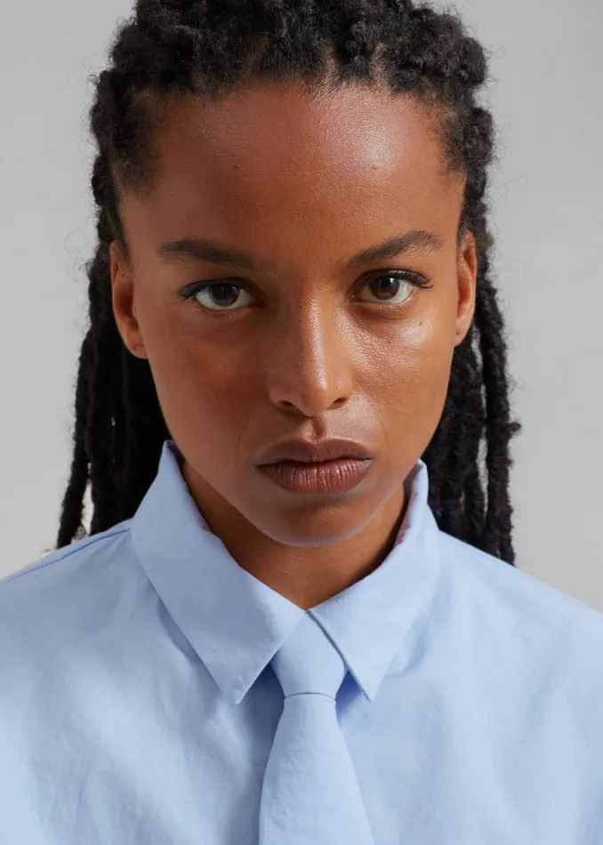 Women Annie Necktie Shirt 8211 Sky The Frankie Shop Tops
