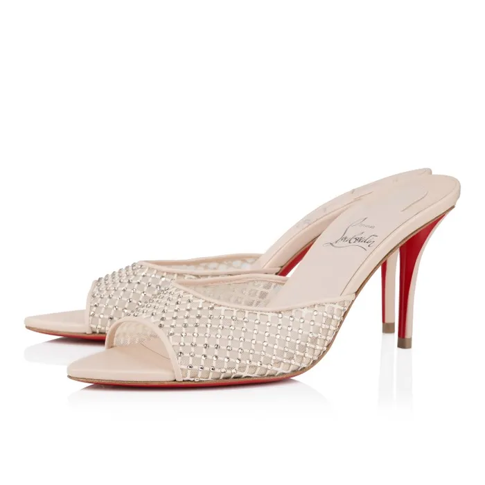 Women Apostropha Mule Mesh Strass 80 Mm Mules 8211 Mesh Nappa Leather And Strass 8211 Leche Christian Louboutin Sandals and Slides