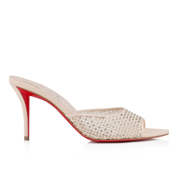 Women Apostropha Mule Mesh Strass 80 Mm Mules 8211 Mesh Nappa Leather And Strass 8211 Leche Christian Louboutin Sandals and Slides