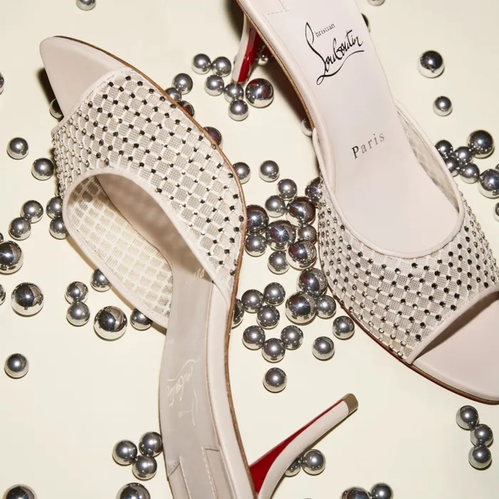 Women Apostropha Mule Mesh Strass 80 Mm Mules 8211 Mesh Nappa Leather And Strass 8211 Leche Christian Louboutin Sandals and Slides