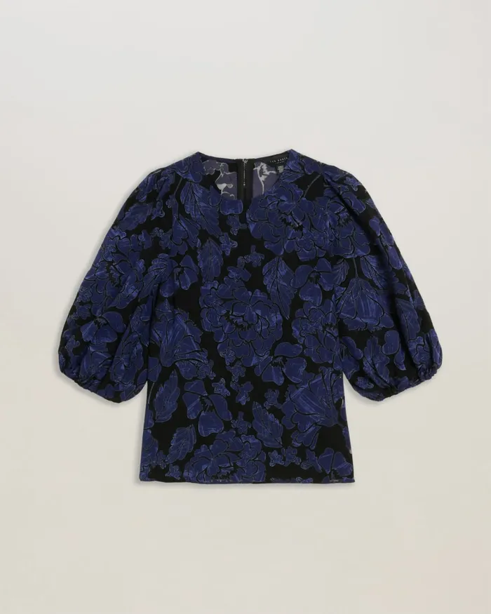 Women ARPY 8211 Printed Balloon Sleeve Top Navy Ted Baker Tops and Blouses