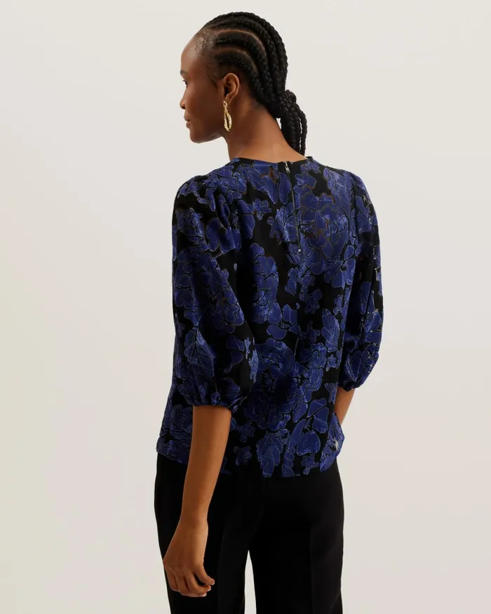 Women ARPY 8211 Printed Balloon Sleeve Top Navy Ted Baker Tops and Blouses