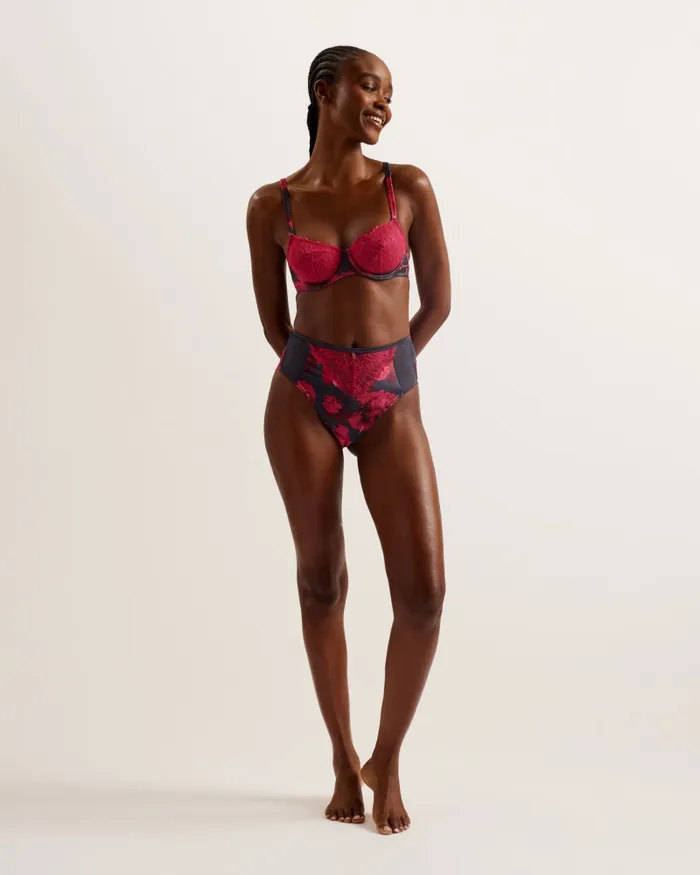 Women ARRYLLA 8211 Lace Floral High Waisted Brazilian Knickers Deeppink Ted Baker Lingerie and Pyjamas