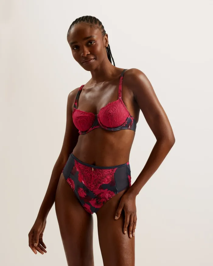 Women ARRYLLA 8211 Lace Floral High Waisted Brazilian Knickers Deeppink Ted Baker Lingerie and Pyjamas
