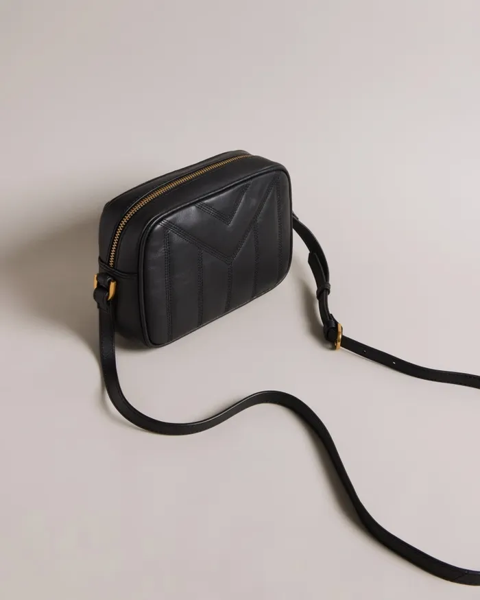 Women AYALILY 8211 Leather Puffer Crossbody Bag Black Ted Baker Crossbody Bags